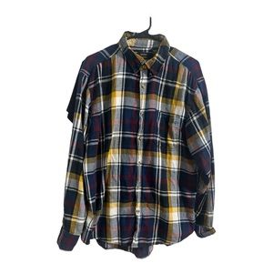 Cotton Traders Sport Mens Plaid Button Down Long Sleeve Pocket Shirt Size XL